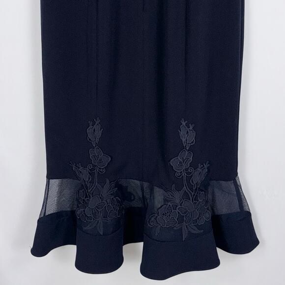 Adrian Mattox Womens Mesh Lace Mermaid Midi Dress Dress Size 10 Ink Navy - Picture 10 of 16